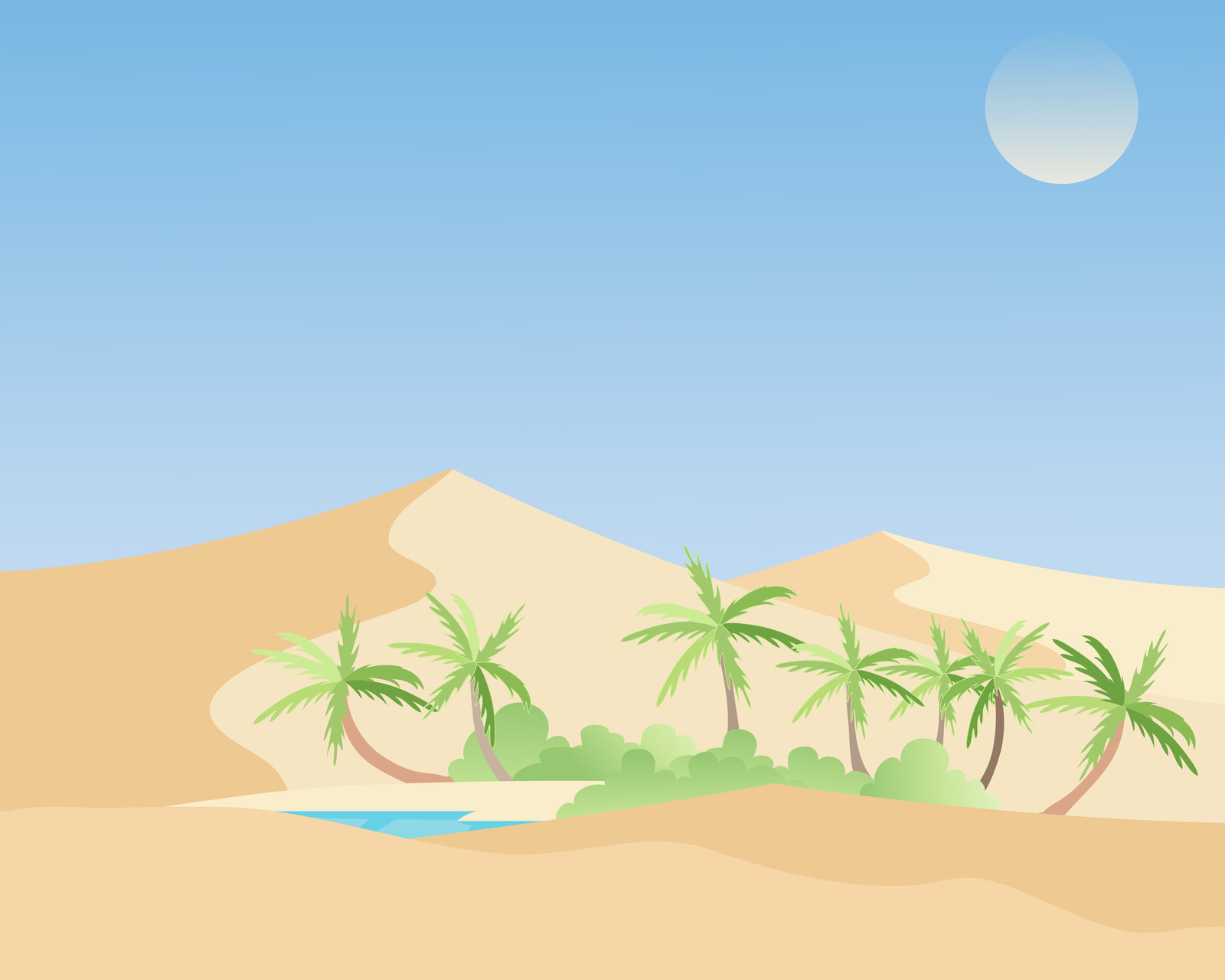 Мираж Оазис в пустыне рисунок