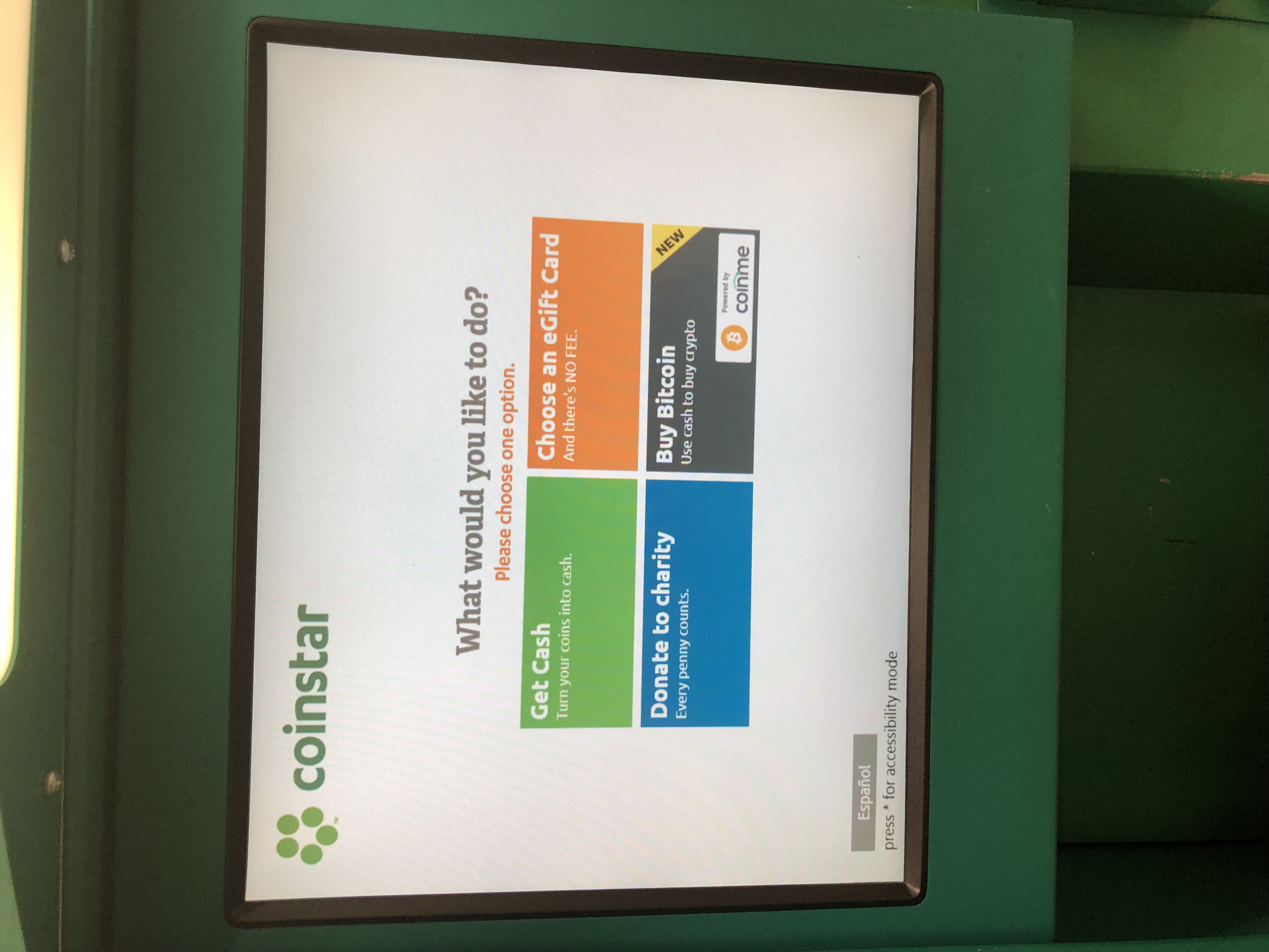 COINSTAR BITCOIN MACHINE SCREEN Smaulgld